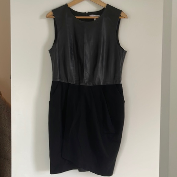 Judith & Charles Leather Top/Stretch Skirt Mini Dress Size 12 Black - Picture 1 of 5